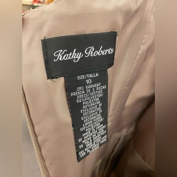 Kathy Roberts Sz. 10 2pc Taupe w/Beading Jacket&Dress - Picture 2 of 4